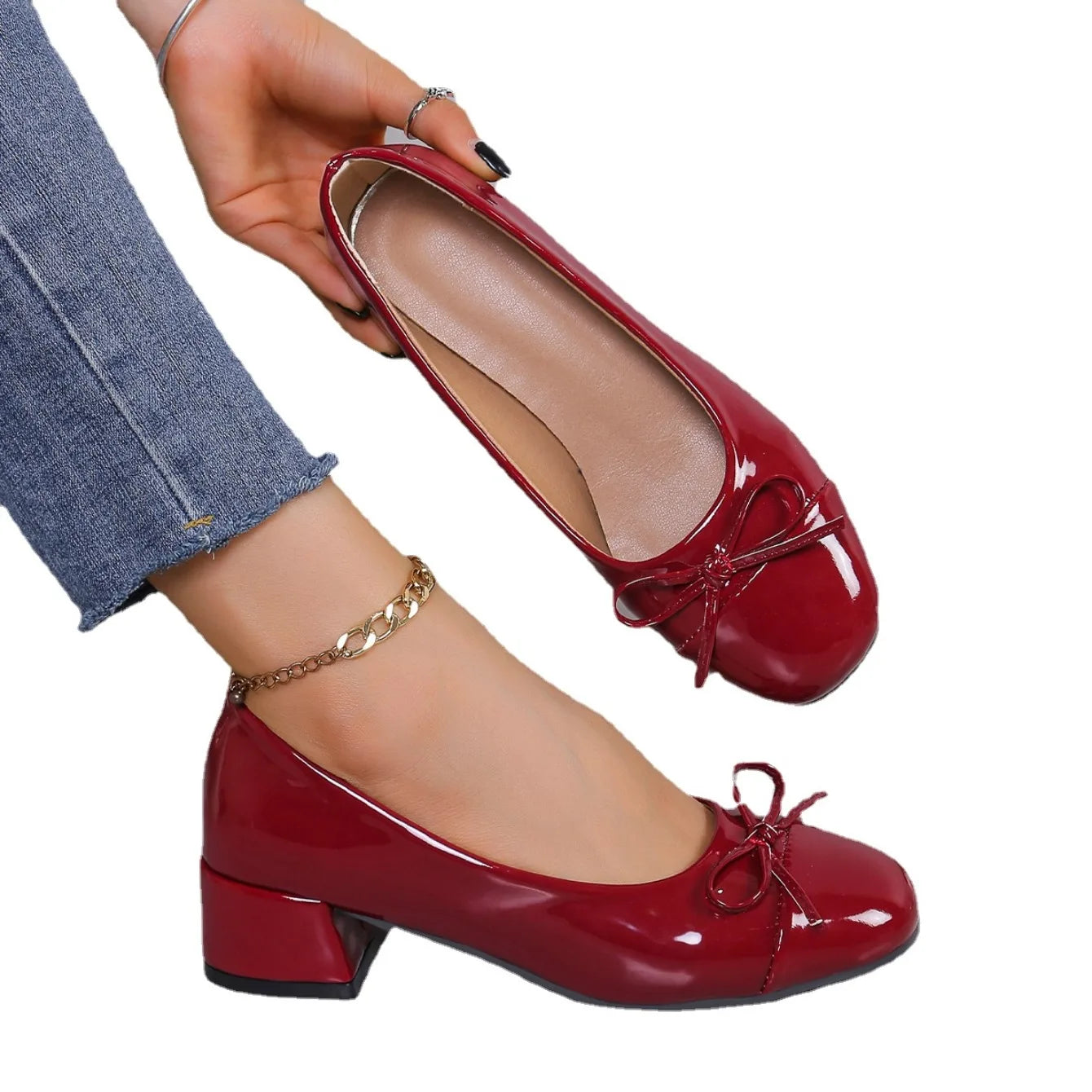 Women’s Round Toe Bow-Knot Platform Heels