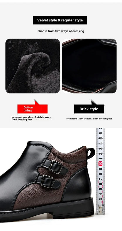 Men’s Leather Ankle Chelsea Buckle Boots