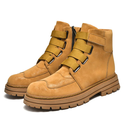 Unisex Leather Zipper Winter Boots Large Size