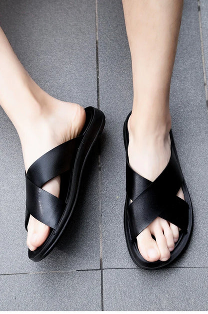 Men’s Leather Roman Open-Toe Summer Sandals