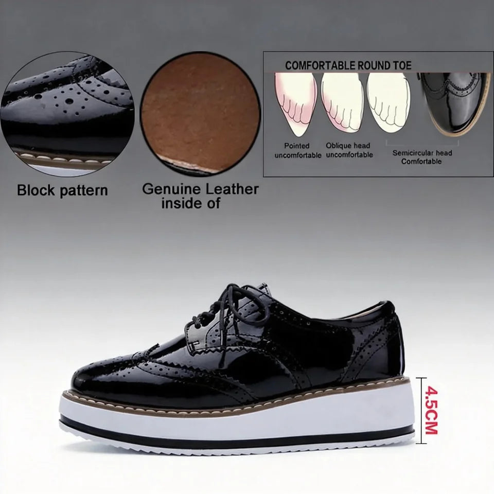 Women’s Leather Oxford Flats Lace-Up Brogues