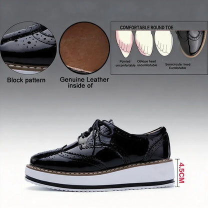 Women’s Leather Oxford Flats Lace-Up Brogues