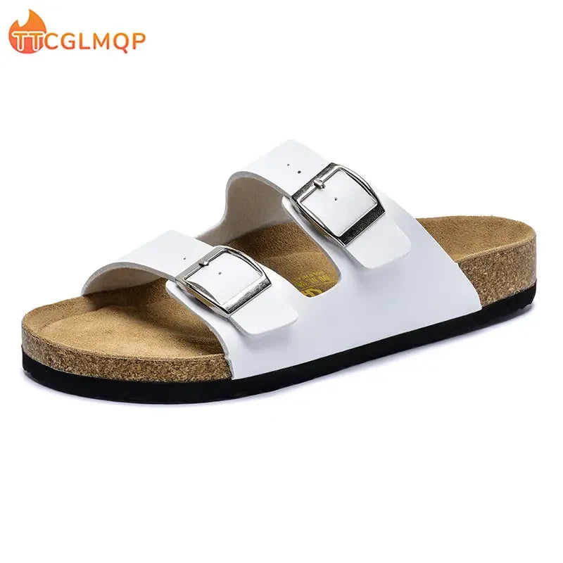 Men Brown Cork Faux Suede Sandals