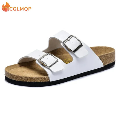 Men Brown Cork Faux Suede Sandals