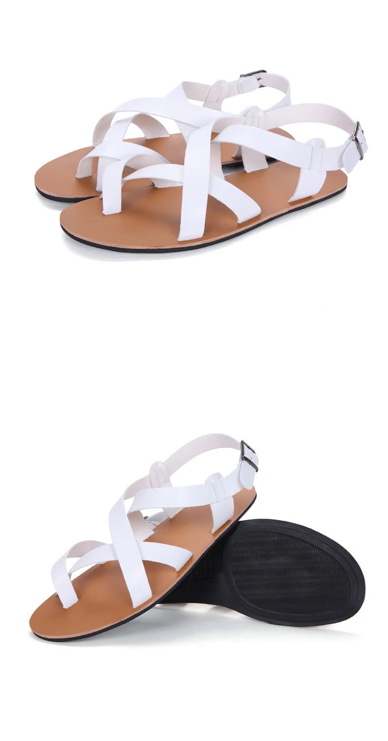 Men’s Leather Vintage Buckle Gladiator Sandals