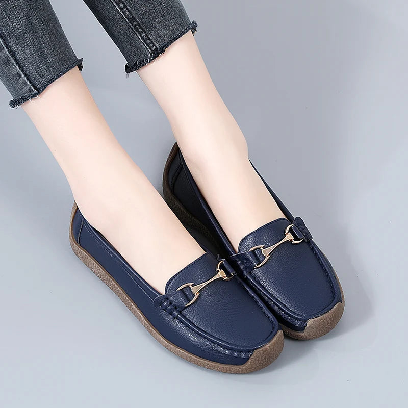 Women’s Leather Slip-On Casual Moccasin Flats
