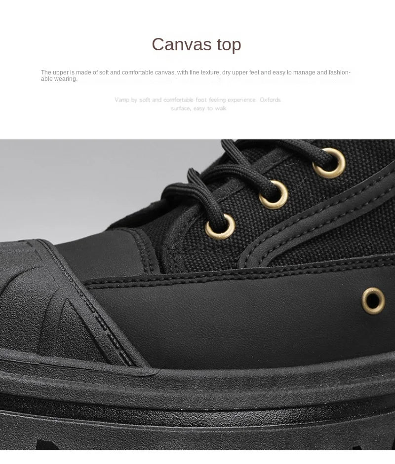 Men’s Breathable Canvas High-Top Casual Boots