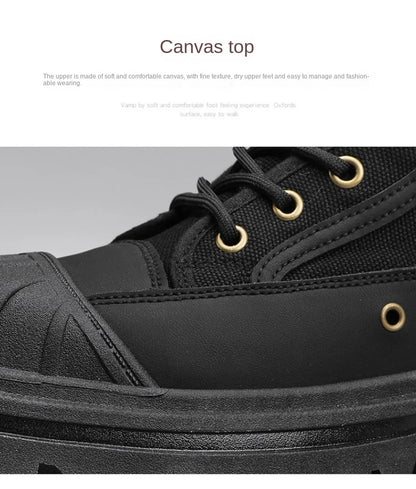 Men’s Breathable Canvas High-Top Casual Boots