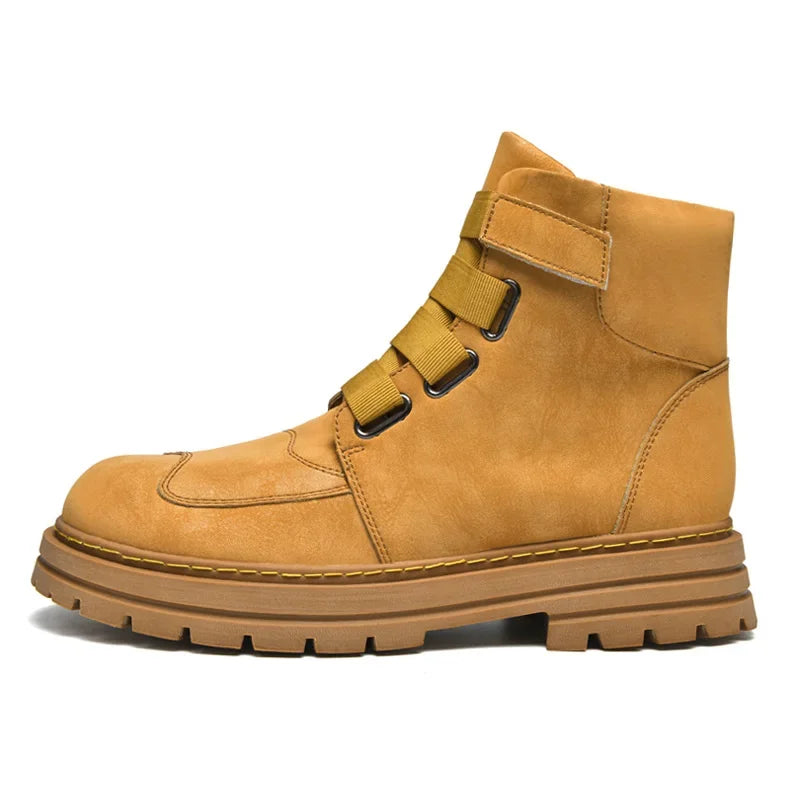 Unisex Leather Zipper Winter Boots Large Size