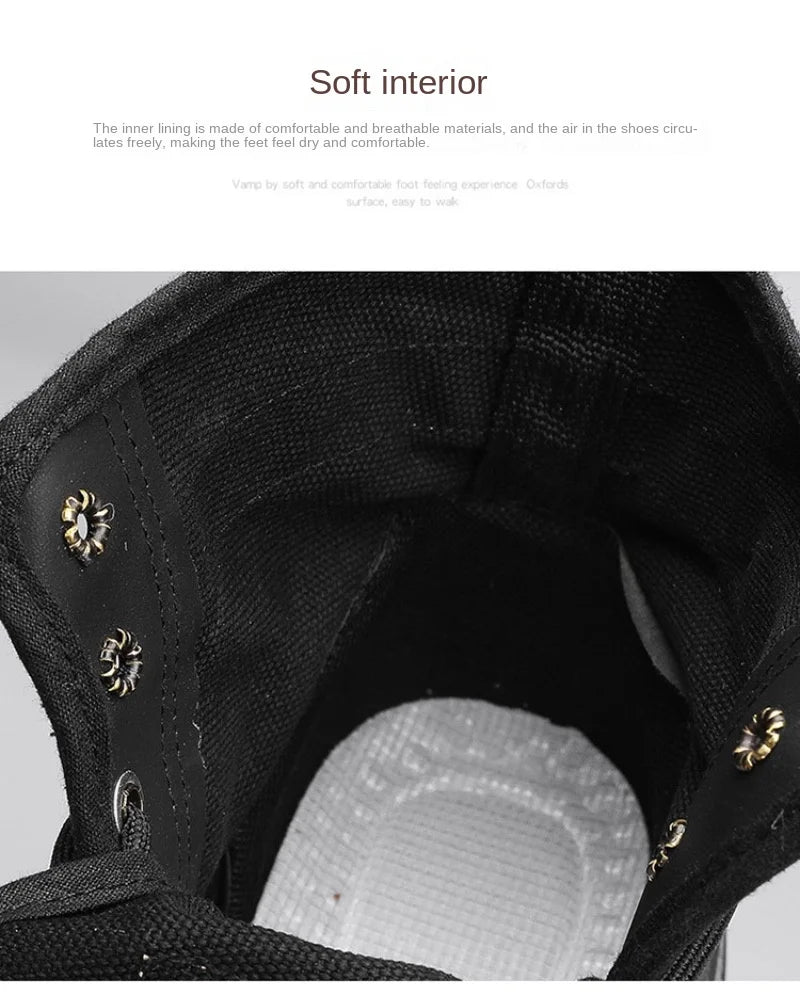 Men’s Breathable Canvas High-Top Casual Boots