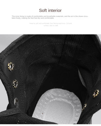 Men’s Breathable Canvas High-Top Casual Boots