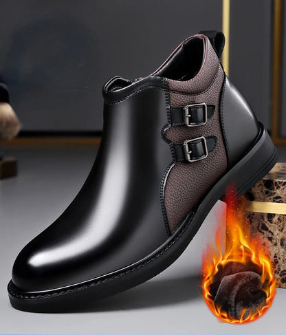 Men’s Leather Ankle Chelsea Buckle Boots