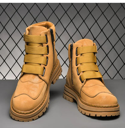 Unisex Leather Zipper Winter Boots Large Size