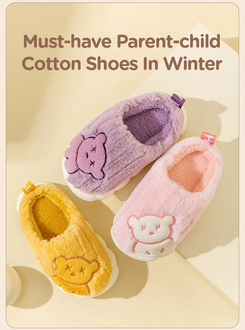 Children Plush Bear Indoor Slippers