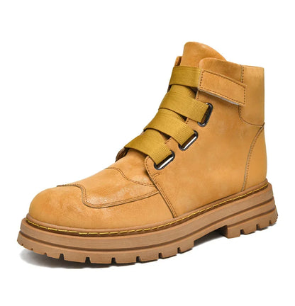 Unisex Leather Zipper Winter Boots Large Size