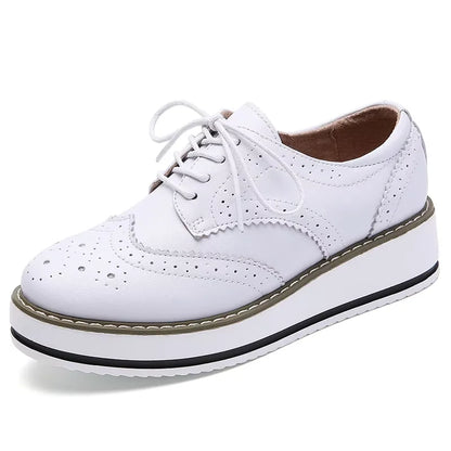 Women’s Leather Oxford Flats Lace-Up Brogues