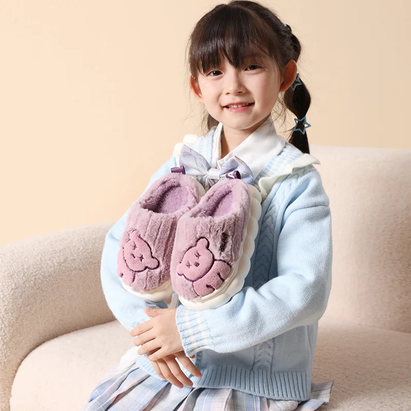 Children Plush Bear Indoor Slippers