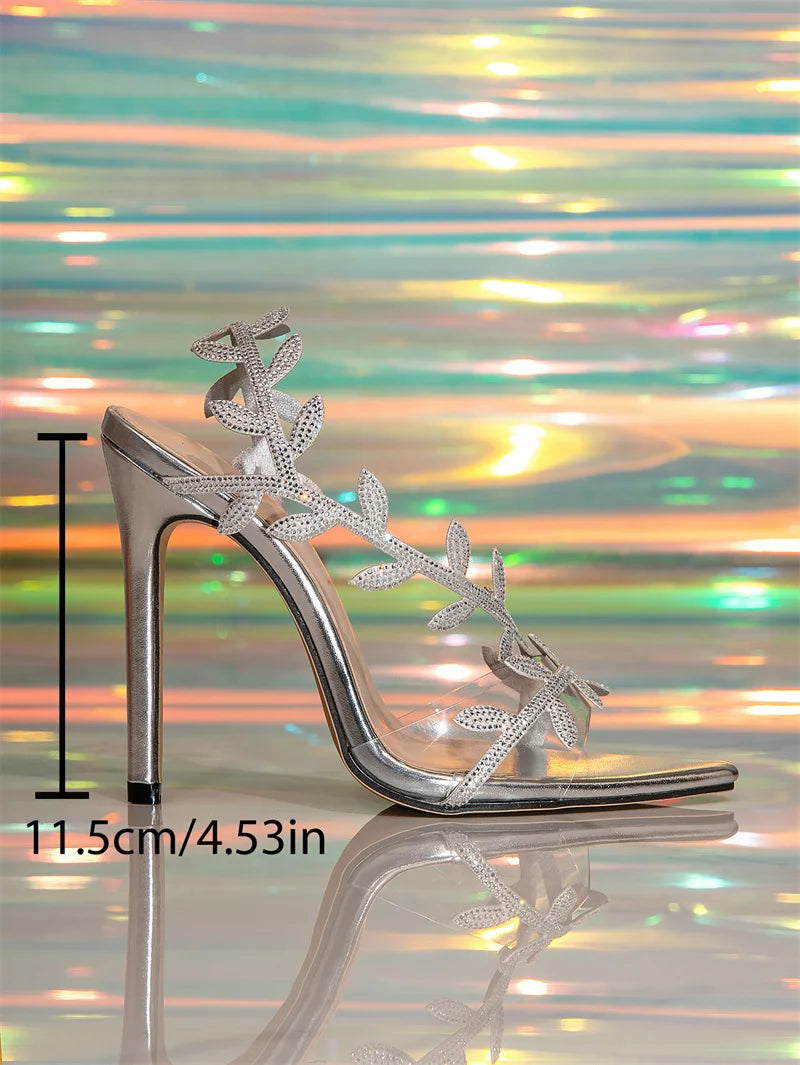 Women’s Crystal Leaf Stiletto High Heels