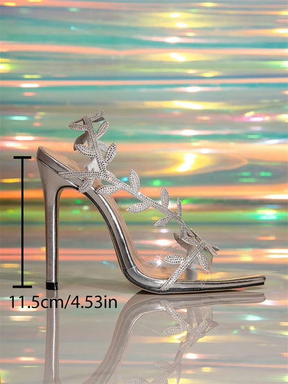 Women’s Crystal Leaf Stiletto High Heels