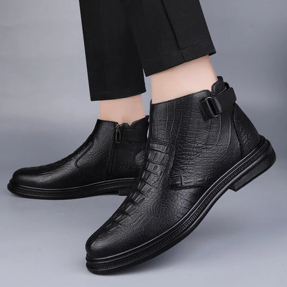 Men’s Leather Chelsea High-Top Ankle Boots