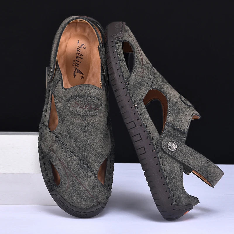 Men’s Handmade Leather Breathable Summer Sandals