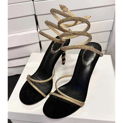 Women’s Crystal Snake Coiled Stiletto Sandals