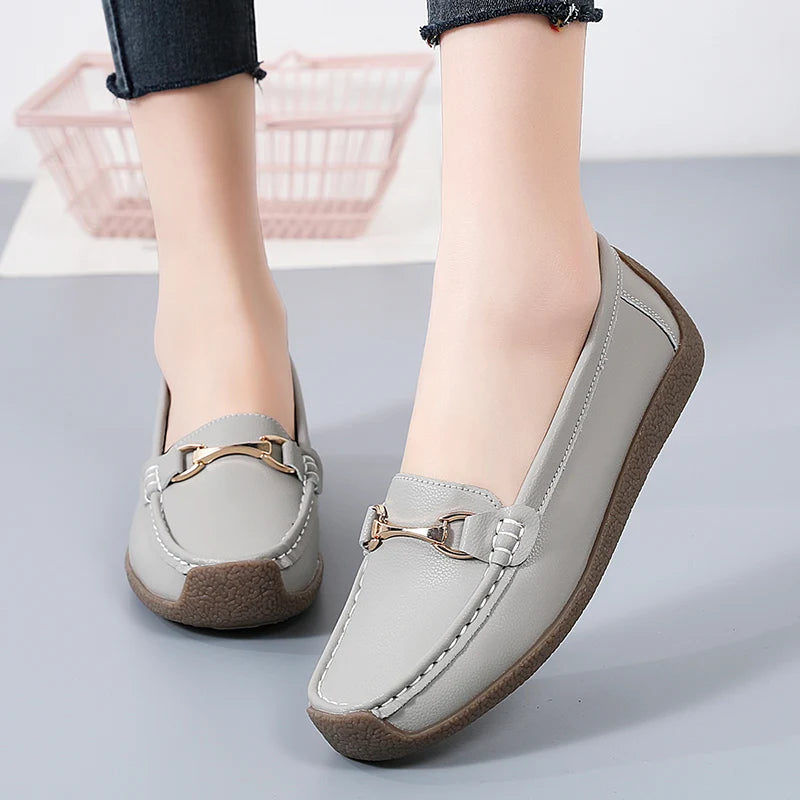 Women’s Leather Slip-On Casual Moccasin Flats