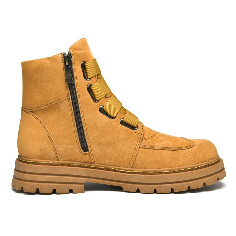 Unisex Leather Zipper Winter Boots Large Size