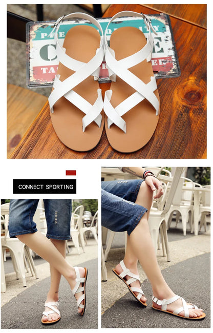 Men’s Leather Vintage Buckle Gladiator Sandals