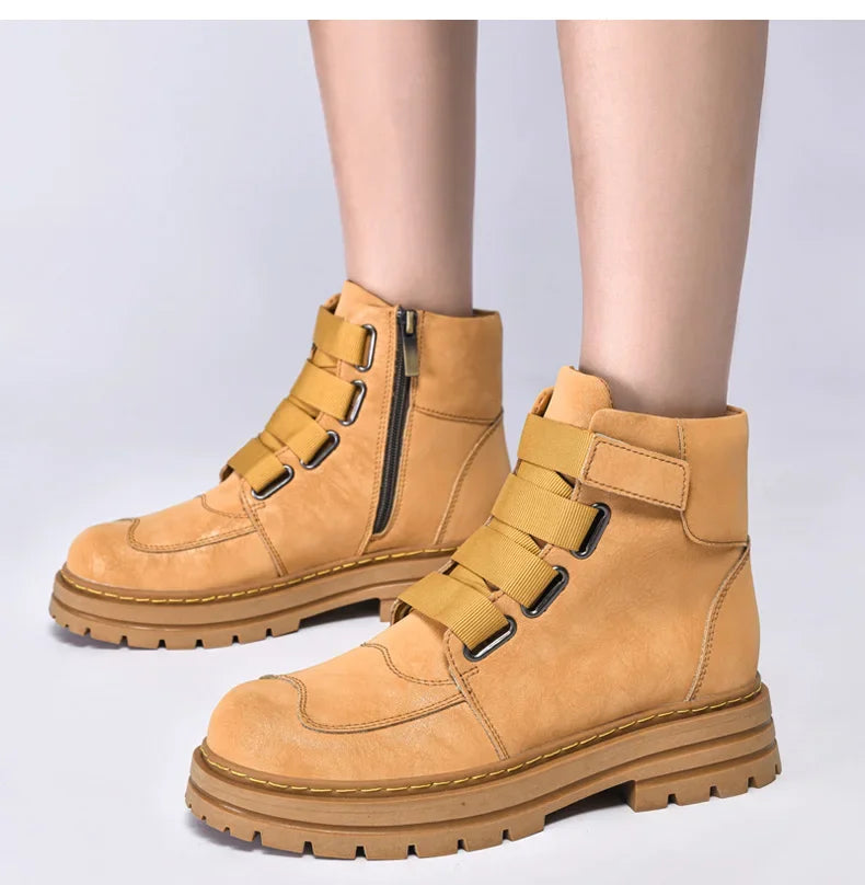 Unisex Leather Zipper Winter Boots Large Size