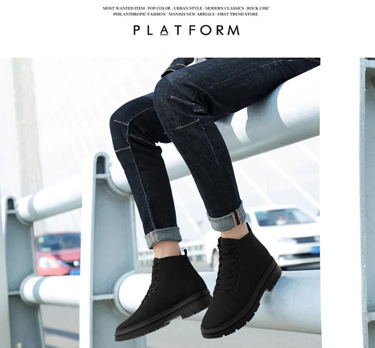Men’s Hidden Heel Canvas Elevator Boots