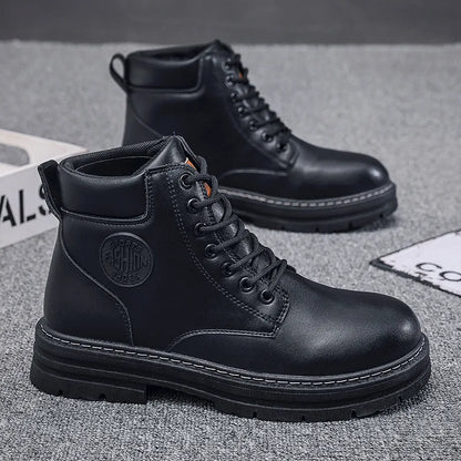 Men’s High-Top Leather Motorcycle Boots