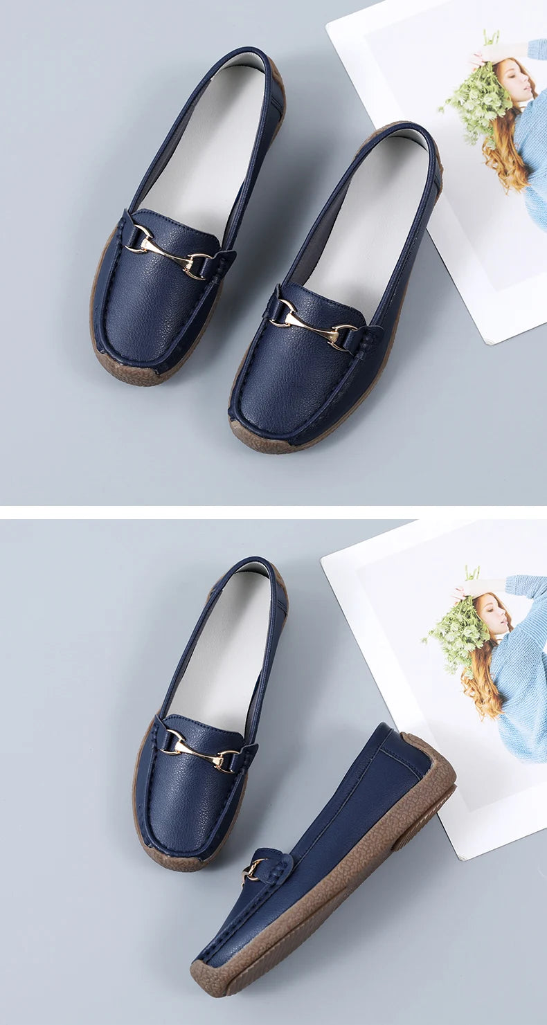 Women’s Leather Slip-On Casual Moccasin Flats