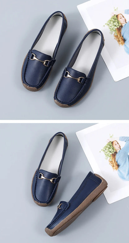 Women’s Leather Slip-On Casual Moccasin Flats