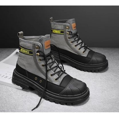 Men’s Breathable Canvas High-Top Casual Boots