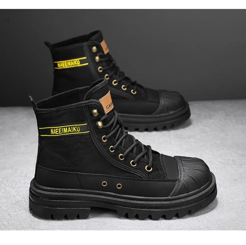 Men’s Breathable Canvas High-Top Casual Boots