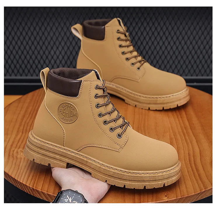 Men’s High-Top Leather Motorcycle Boots