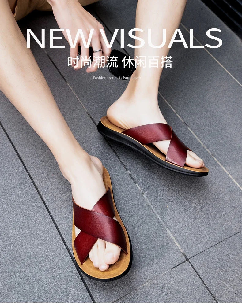 Men’s Leather Roman Open-Toe Summer Sandals