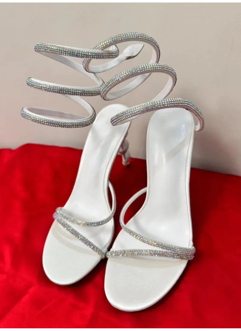 Women’s Crystal Snake Coiled Stiletto Sandals