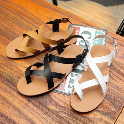 Men’s Leather Vintage Buckle Gladiator Sandals