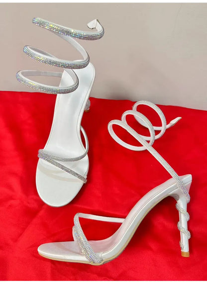 Women’s Crystal Snake Coiled Stiletto Sandals