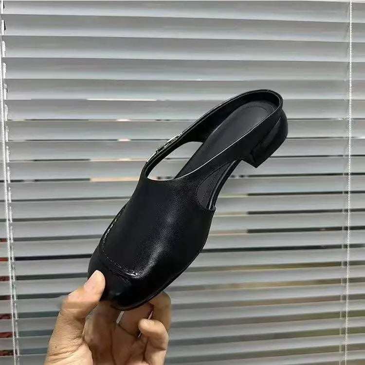 Women’s Leather Mule Loafers with Low Heel