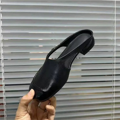 Women’s Leather Mule Loafers with Low Heel