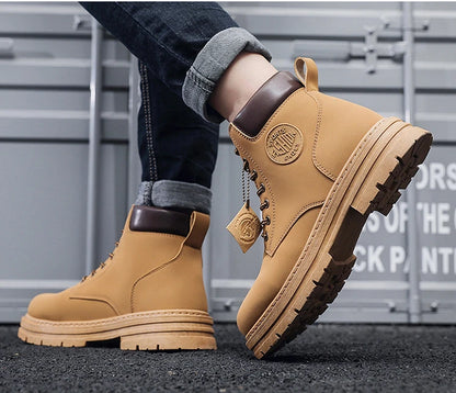 Men’s High-Top Leather Motorcycle Boots