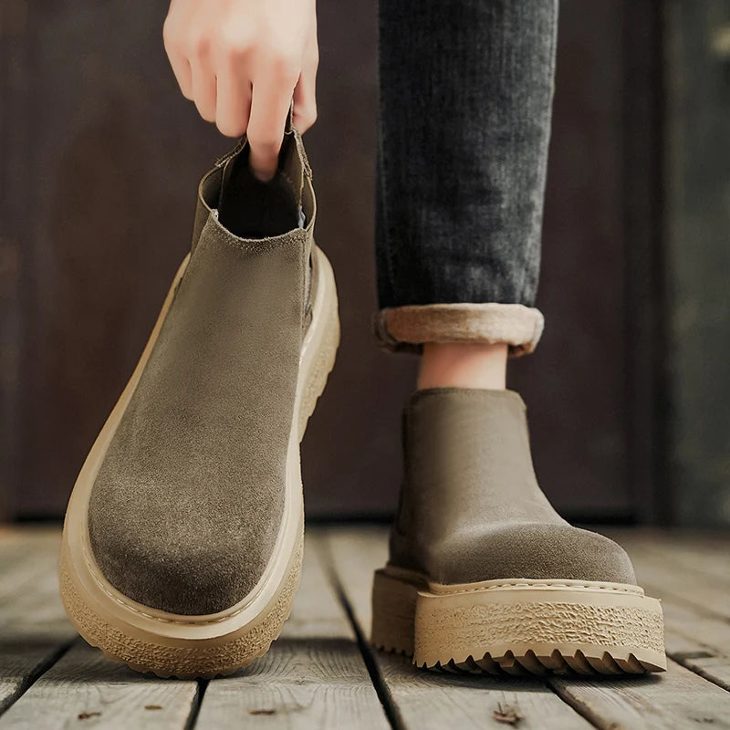 Men Retro Faux Suede Chelsea Boots