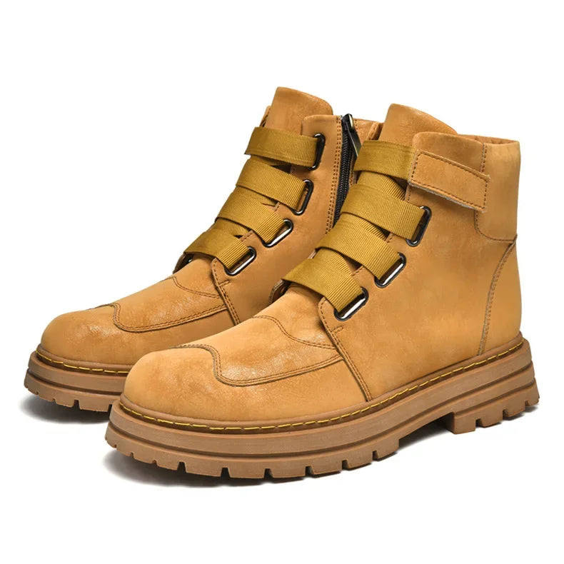 Unisex Leather Zipper Winter Boots Large Size