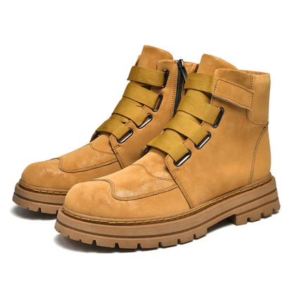Unisex Leather Zipper Winter Boots Large Size