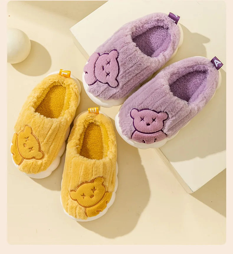 Children Plush Bear Indoor Slippers