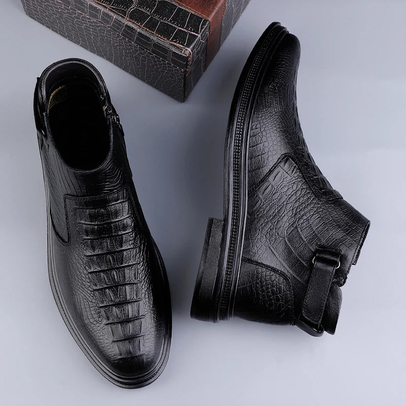 Men’s Leather Chelsea High-Top Ankle Boots