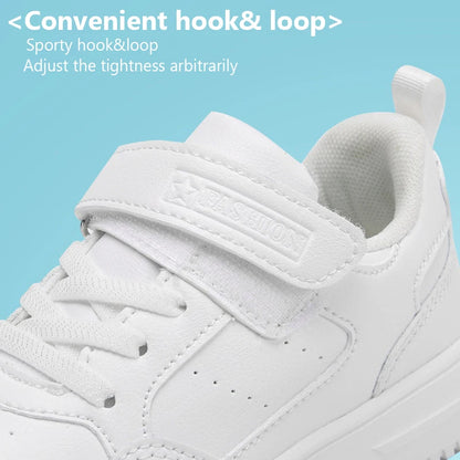Kids Black Leather Casual Sneakers